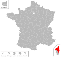 Emplacement du département de Haute-Corse (2B) en petit format