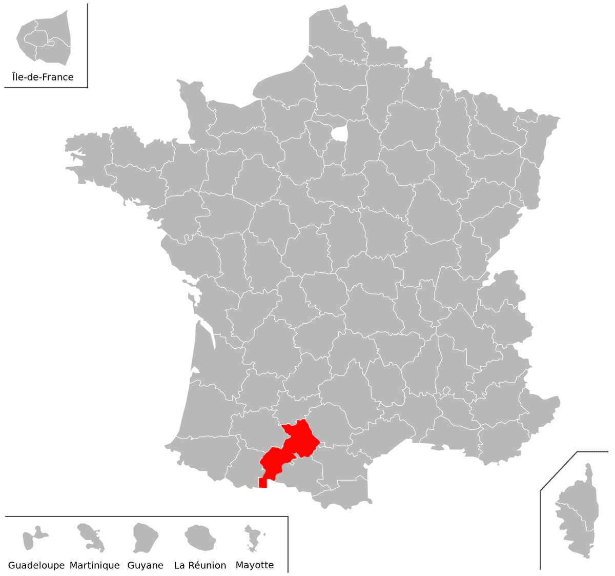 Emplacement du d�partement de Haute-Garonne (31) en grand format