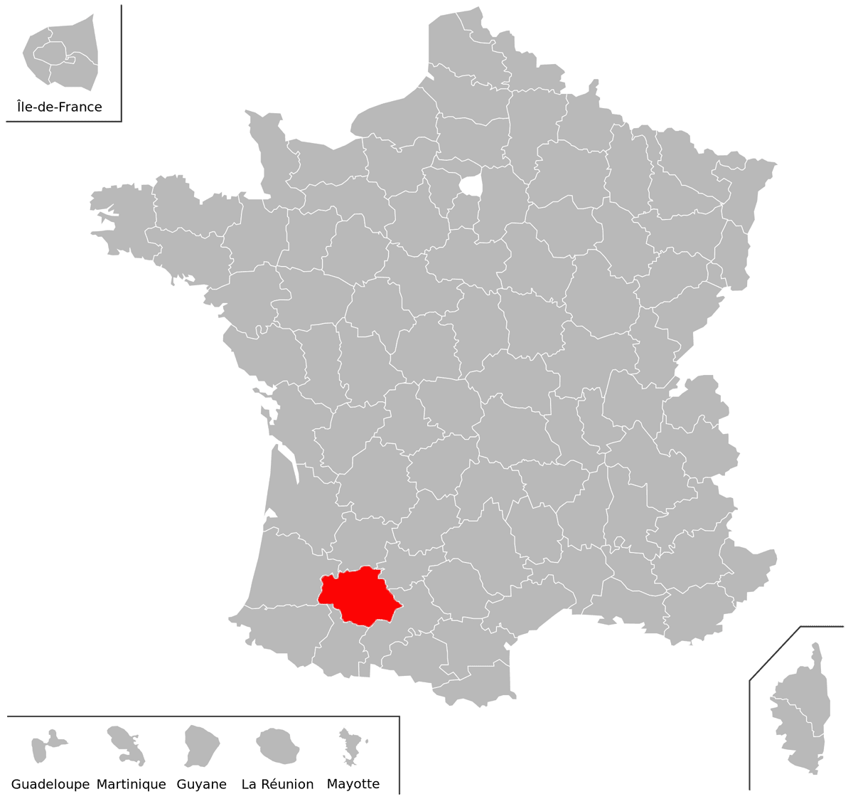 Emplacement du d�partement du Gers (32) en grand format