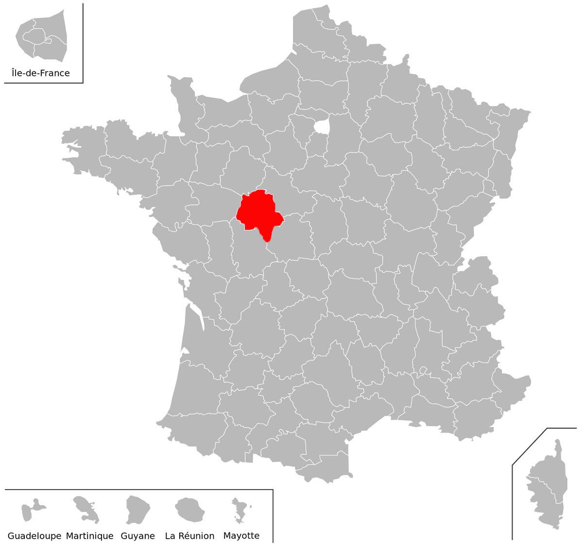 Emplacement du d�partement d'Indre-et-Loire (37) en grand format