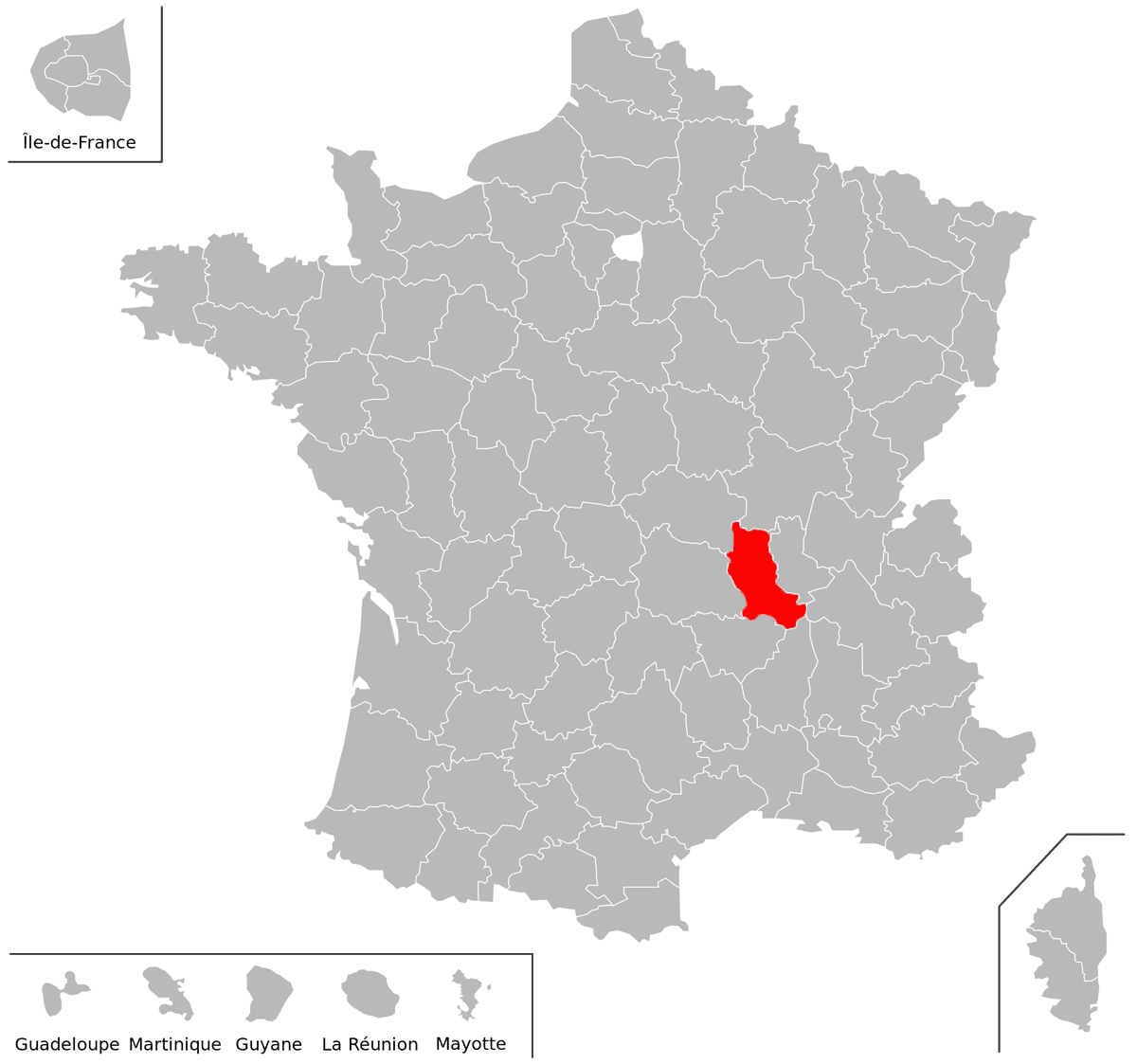Emplacement du dpartement de la Loire (42) en grand format