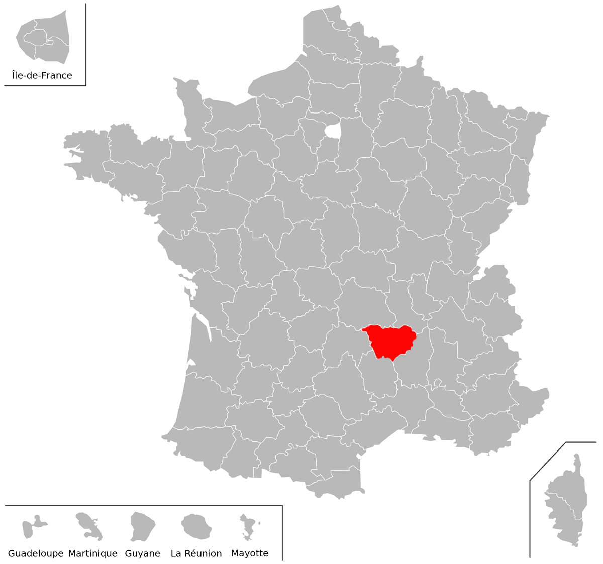 Emplacement du d�partement de la Haute-Loire (43) en grand format