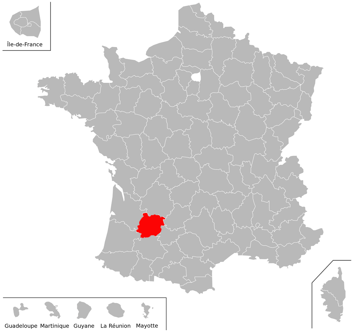 Emplacement du d�partement du Lot-et-Garonne (47) en grand format