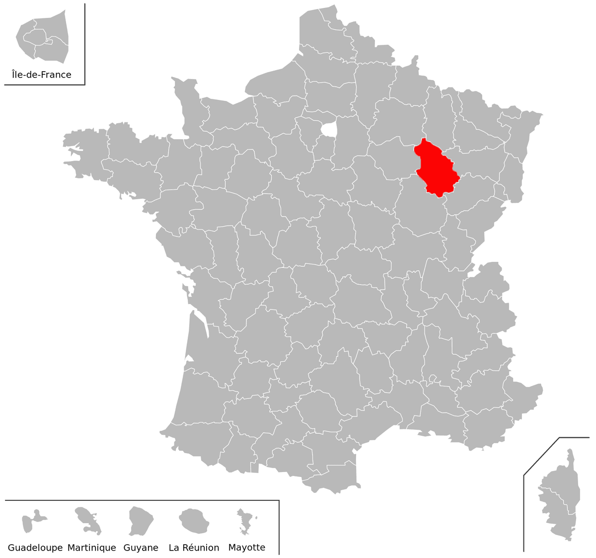 Emplacement du d�partement de la Haute-Marne (52) en grand format
