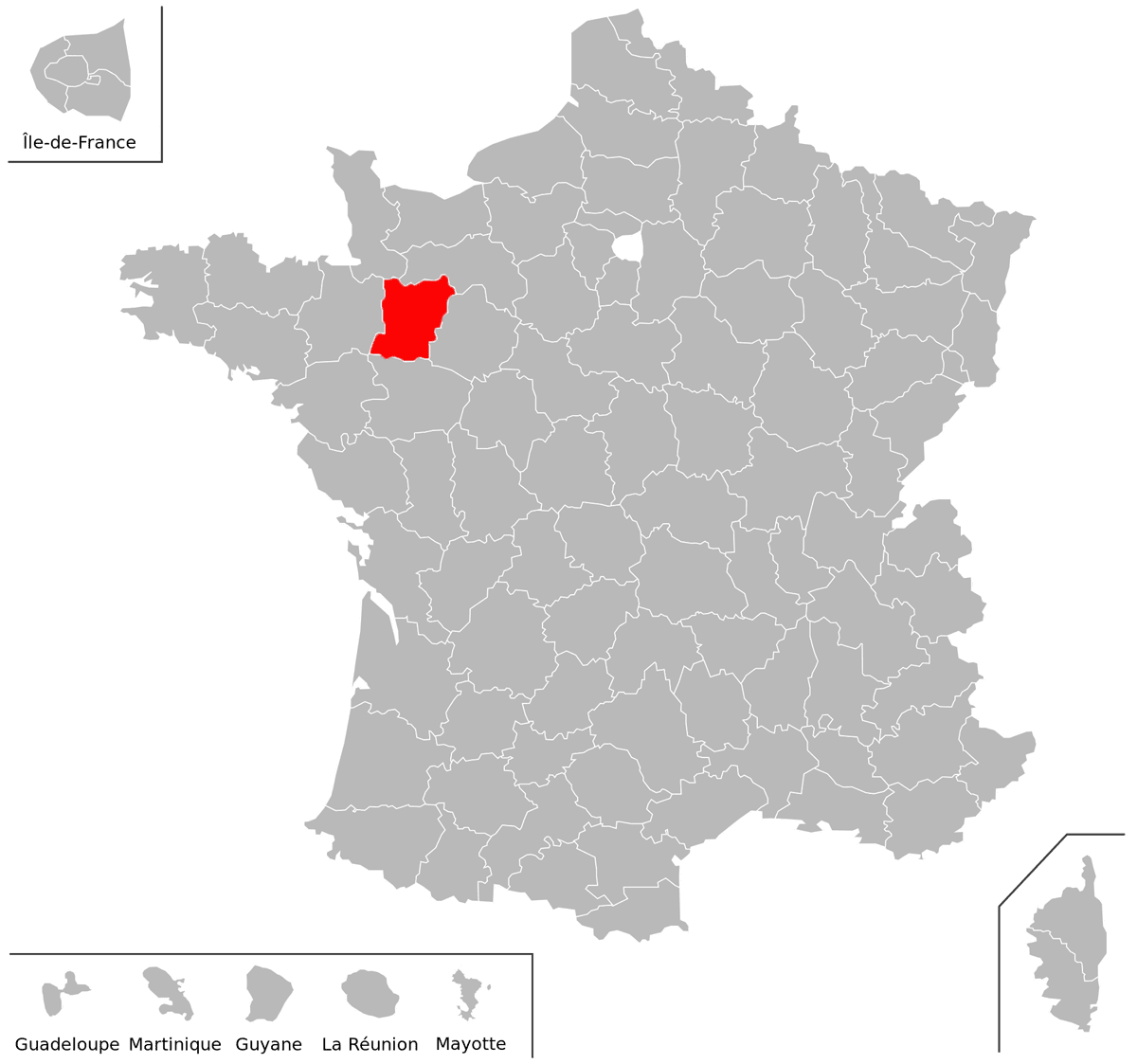 Emplacement du d�partement de la Mayenne (53) en grand format