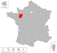 Emplacement du département de la Mayenne (53) en petit format