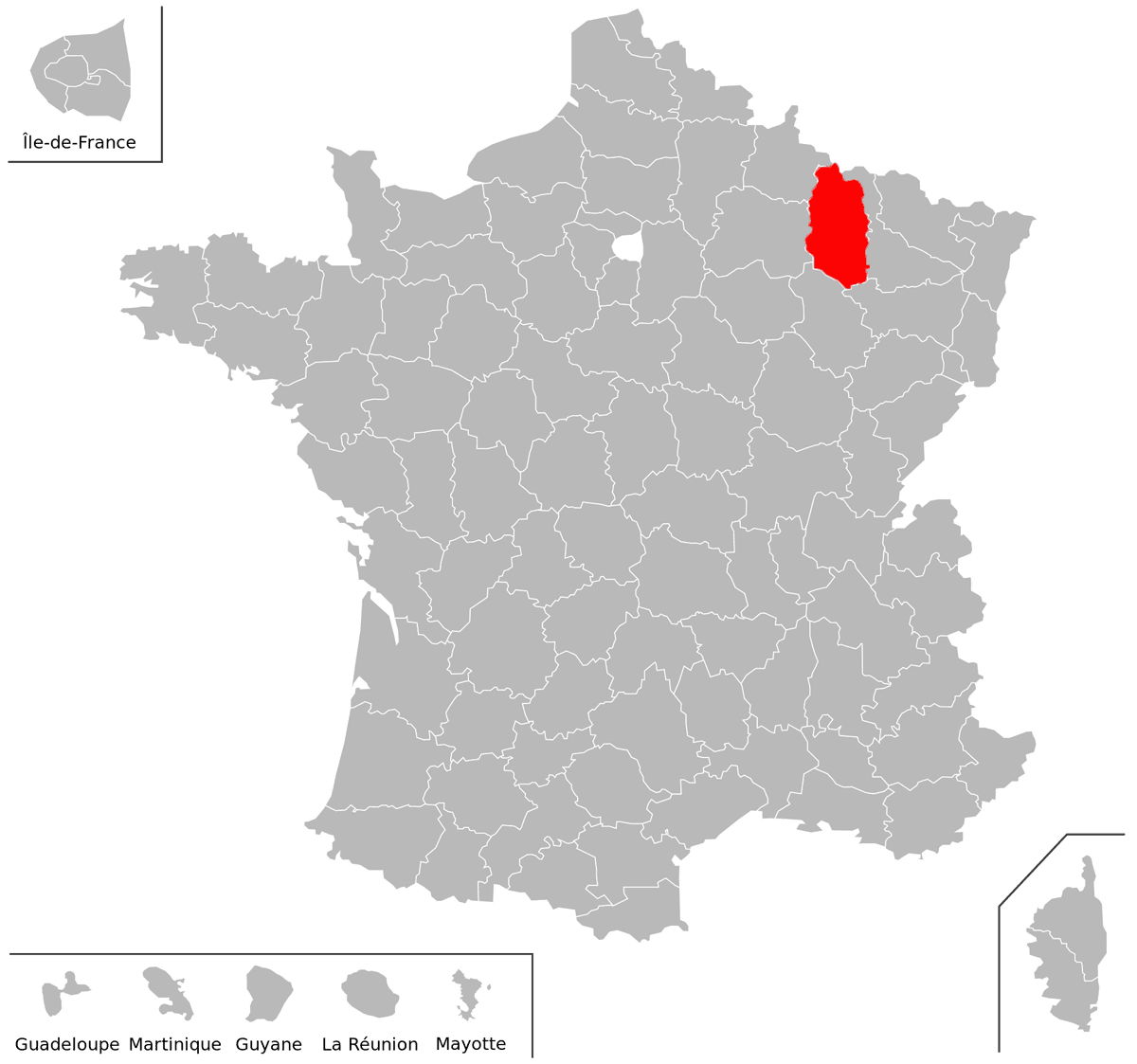 Emplacement du d�partement de la Meuse (55) en grand format