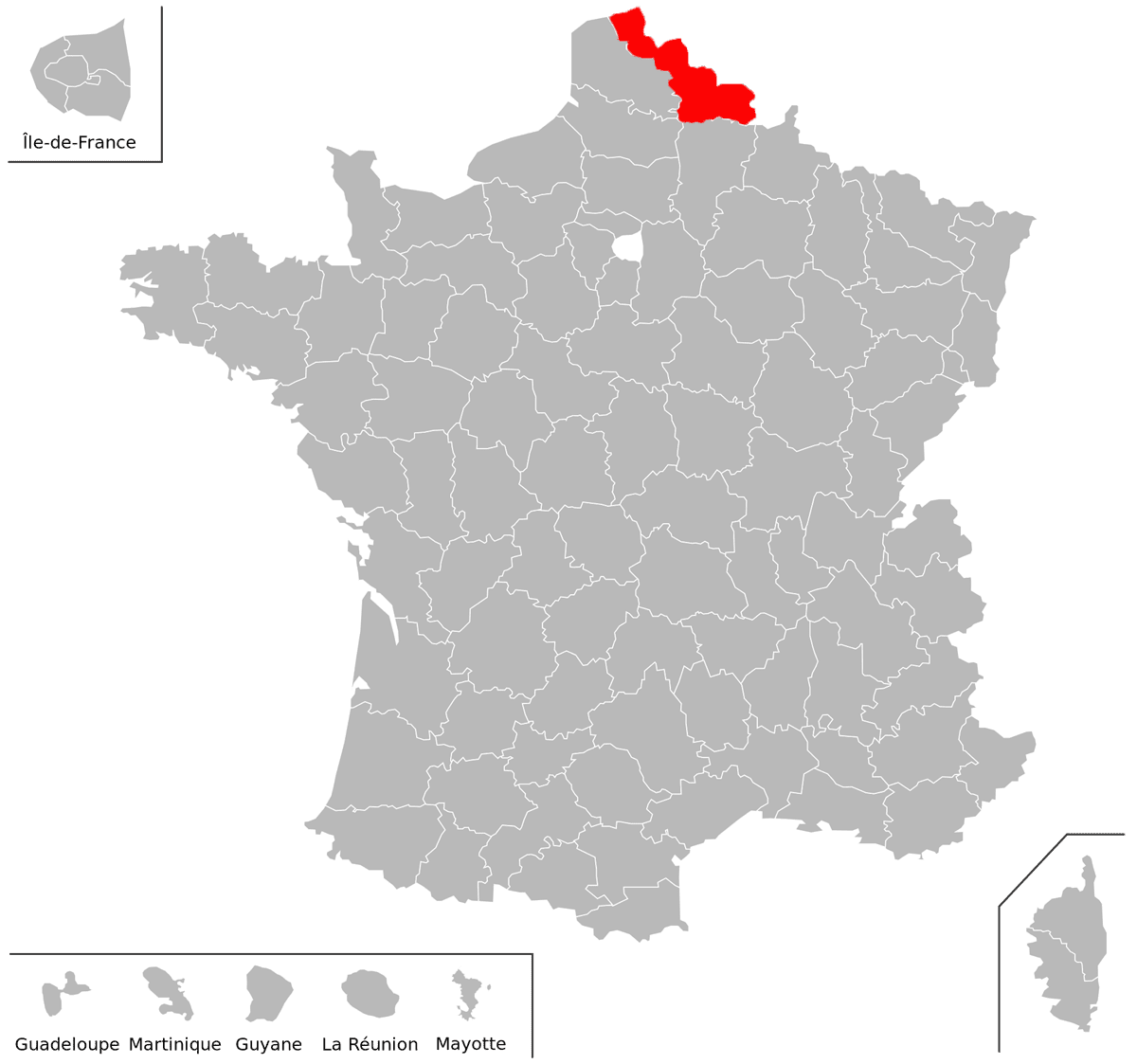 Emplacement du d�partement du Nord (59) en grand format