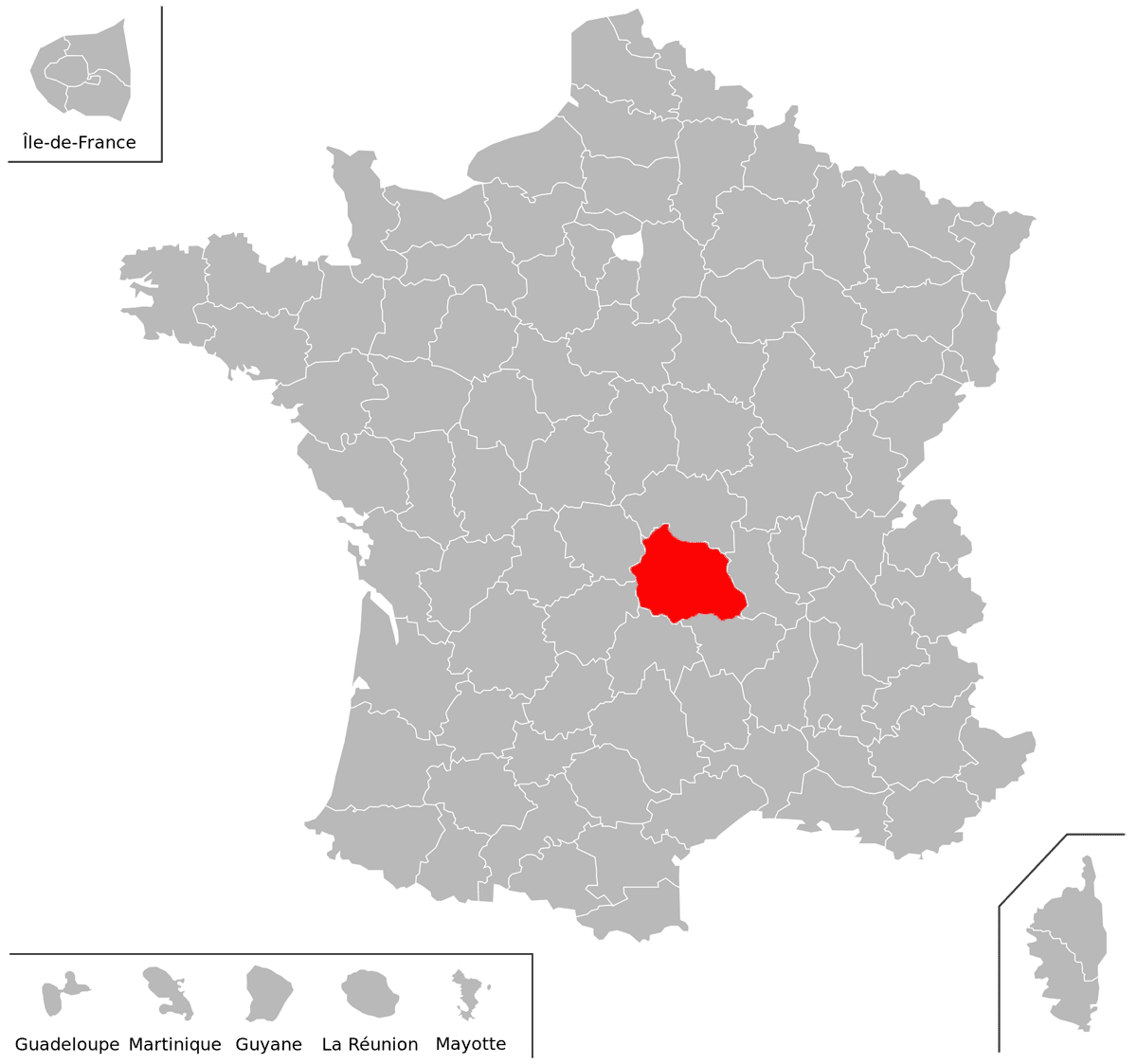 Emplacement du département du Puy-de-Dôme (63) en grand format