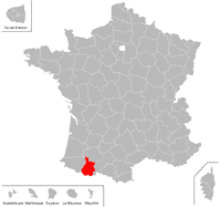 Emplacement du département des Hautes-Pyrénées (65) en petit format