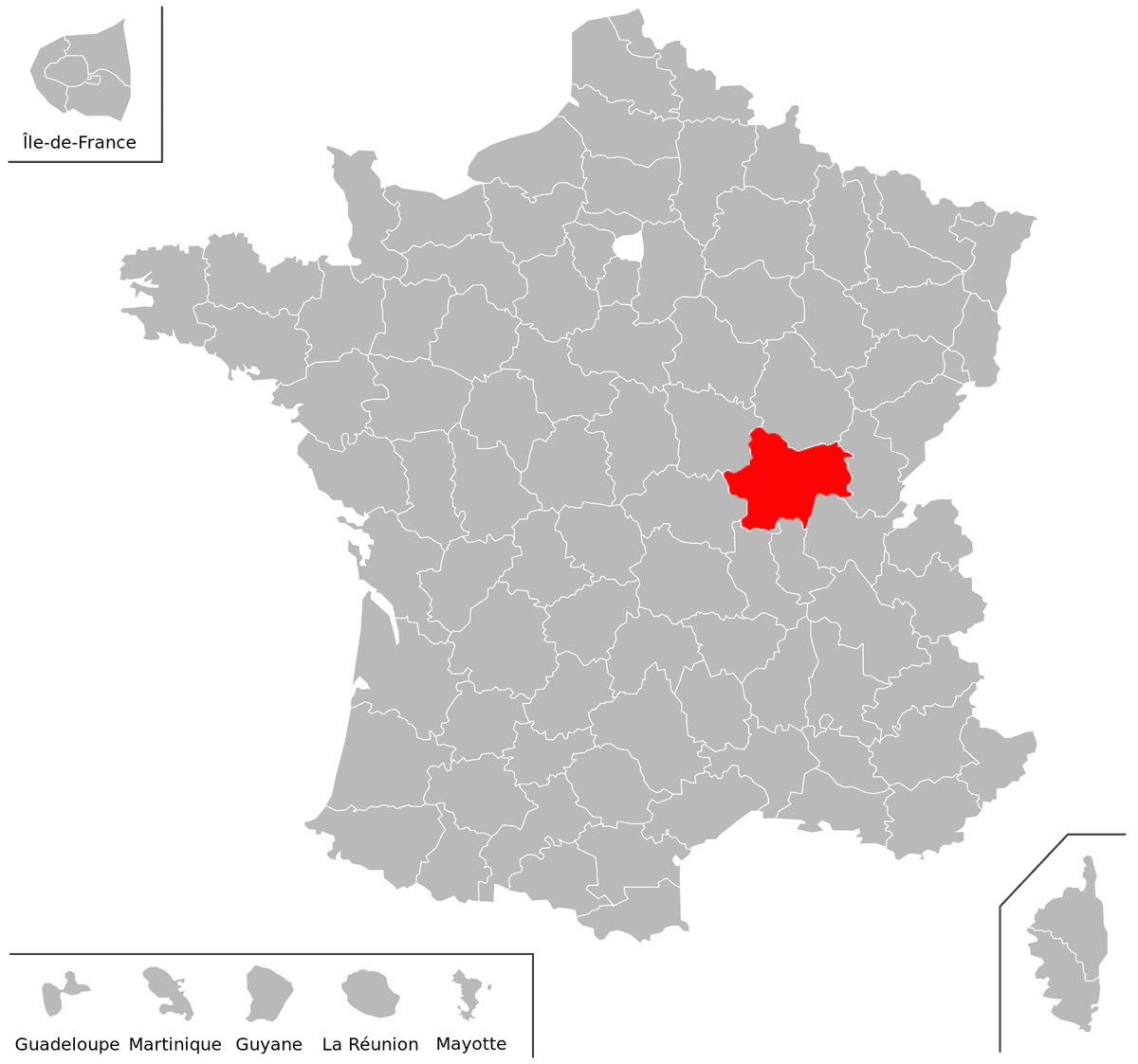 Emplacement du département de la Saône-et-Loire (71) en grand format