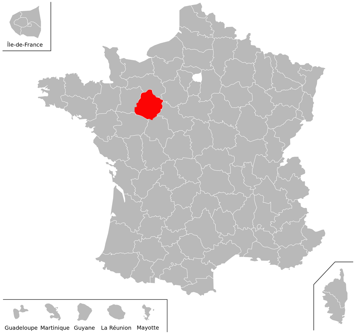 Emplacement du dpartement de la Sarthe (72) en grand format