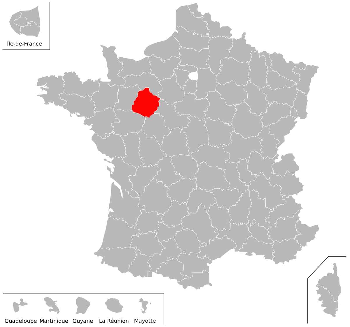 Emplacement du d�partement de la Sarthe (72) en grand format