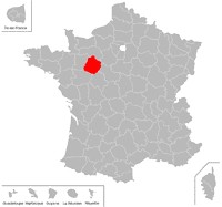 Emplacement du d�partement de la Sarthe (72) en petit format