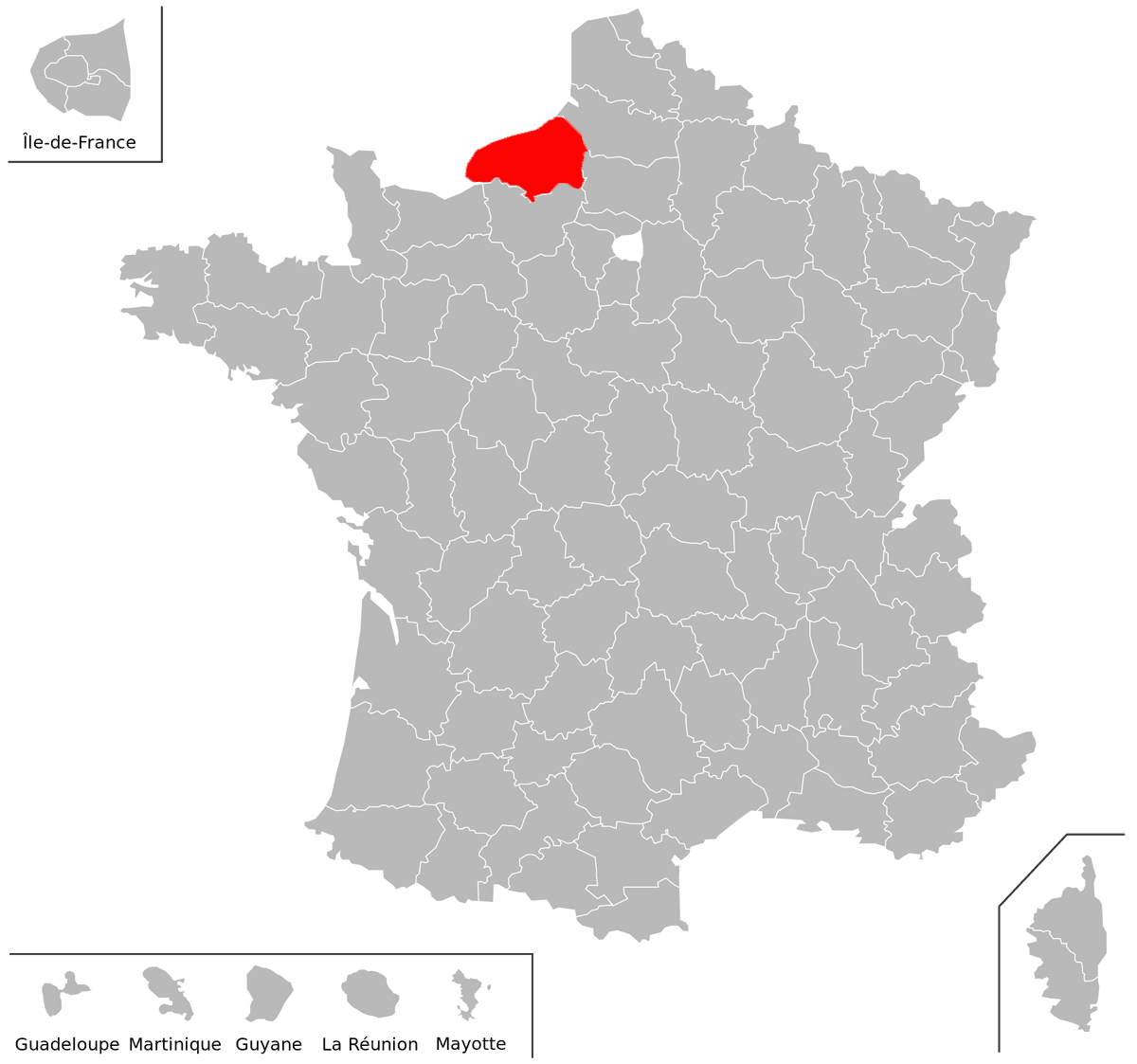 Emplacement du d�partement de la Seine-Maritime (76) en grand format