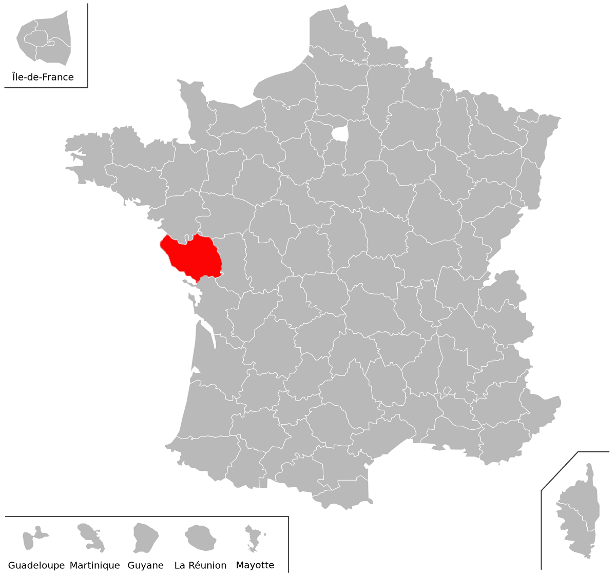 Emplacement du département de la Vendée (85) en grand format
