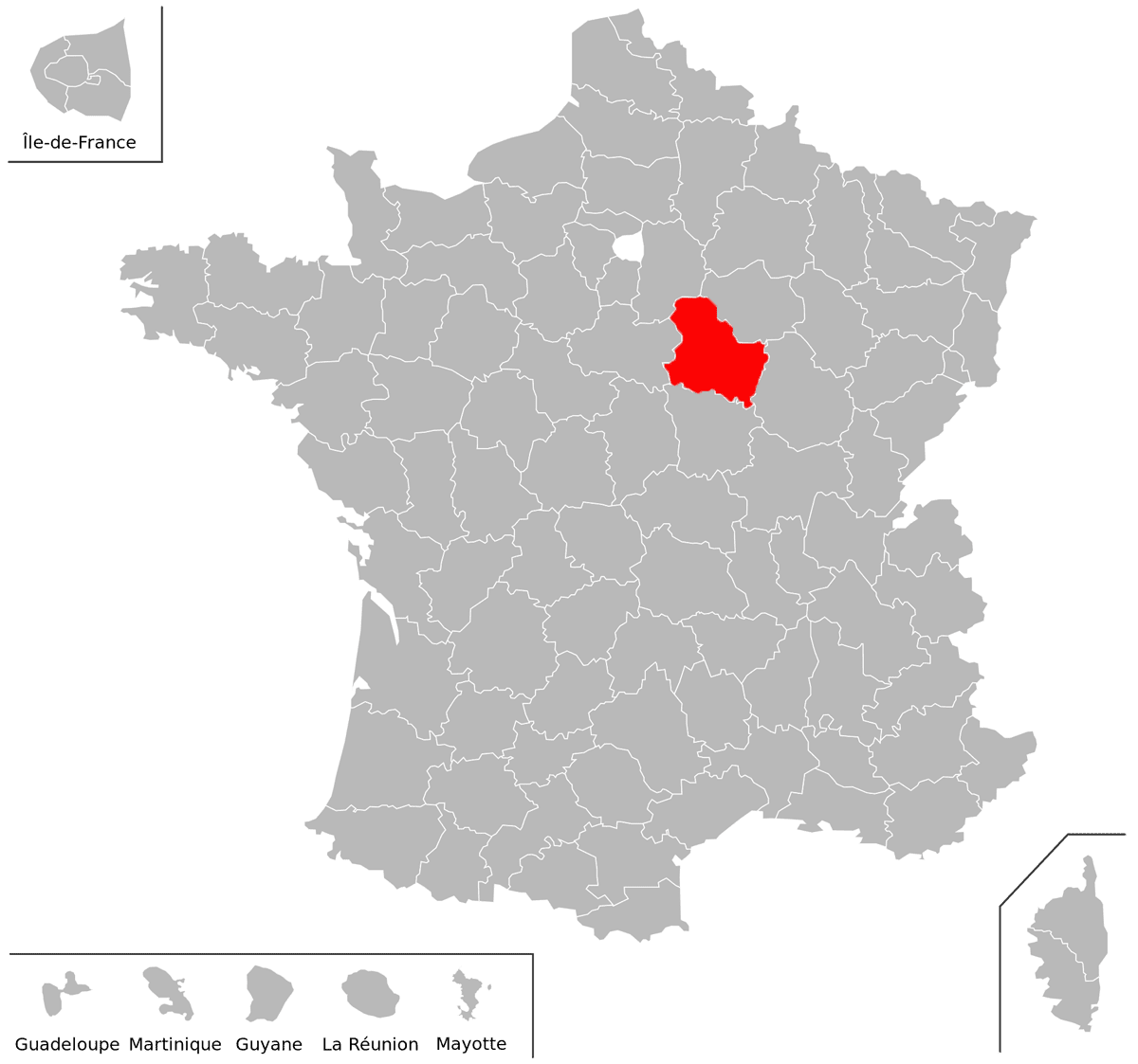Emplacement du département de l'Yonne (89) en grand format