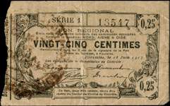 Bon de 25 centimes - S�rie 1 - num�ro 18547 - Fourmies, le 18 juin 1917 - Bon r�gional - Syndicat NORD, AISNE, OISE - face
