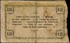 Bon de 25 centimes - S�rie 1 - num�ro 18547 - Fourmies, le 18 juin 1917 - Bon r�gional - Syndicat NORD, AISNE, OISE - dos