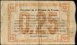 Bon de 25 centimes - Septi�me s�rie - num�ro 57015 - Fourmies, le 24 octobre 1915 - Bon r�gional - 173 communes - dos