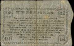Bon de 50 centimes - S�rie 51 - num�ro 91921 - Fourmies, 8 mai 1916 - Bon r�gional - 176 communes - dos
