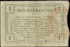 Bon de 1 franc - S�rie 20 - num�ro 57741 - Fourmies, 8 mai 1916 - Bon r�gional - 176 communes - dos