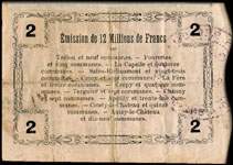 Bon de 2 francs - Série 3 - numéro 58519 - Fourmies, 8 mai 1916 - Bon régional - 176 communes - dos