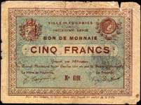 Bon de 5 francs - 2�me s�rie - Fourmies - D�lib�ration du Conseil Municipal du 28 octobre 1914 - face