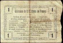 Bon de 1 franc - Série 13 - numéro 35592 - Fourmies, 8 mai 1916 - Bon régional - 176 communes - dos