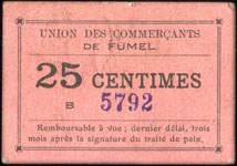 Bon de L'Union des Commerçants de Fumel - 25 centimes - Fumel (Lot-et-Garonne - 47) - face