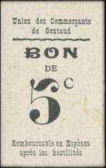 Bon de L'Union des Commerçants de Gontaud - 5 centimes - Gontaud-de-Nogaret (Lot-et-Garonne - 47) - face