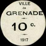 Bon de 10 centimes de l'Union des Commerçants de Grenade (Haute-Garonne - département 31) type 2 - dos