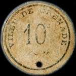 Bon de 10 centimes de l'Union des Commerçants de Grenade (Haute-Garonne - département 31) type 1 - dos