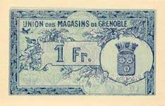 Bon de 1 franc de l'Union des Magasins de Grenoble (Isère - département 38) - dos