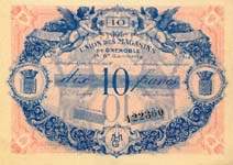Bon de 10 francs de l'Union des Magasins de Grenoble (Isère - département 38) - face