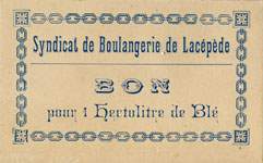 Bon pour 1 Hectolitre de Blé - Syndicat de Boulangerie de Lacépède (Lot-et-Garonne - département 47) - face