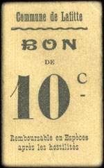 Bon de 10 centimes type 1 avec tiret sous C - sans cachet au verso - Commune de Lafitte - Lafitte-sur-Lot (Lot-et-Garonne - 47) - face