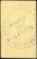 Bon de 10 centimes type 2 sans tiret sous C - avec cachet au verso - Commune de Lafitte - Lafitte-sur-Lot (Lot-et-Garonne - 47) - dos