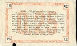 Billet de 25 centimes - Troisième série - Laon - Bon régional - 9 septembre 1915 - dos