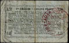 Billet de 50 centimes - 2ème émission - Laon - Bon régional - 16 juin 1916 - dos