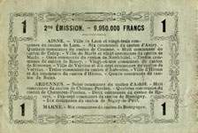 Billet de 1 franc - 2ème émission - Laon - Bon régional - 16 juin 1916 - dos