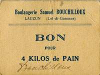 Bon pour 4 kilos de Pain - Boulangerie Samuel Bouchilloux - Lauzun (Lot-et-Garonne - 47) - face