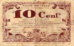 Bon de 10 centimes - s�rie B - Ville de Lille - Bon Communal - D�lib�ration du Conseil Municipal du 31 octobre 1917 - dos