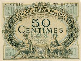 Bon de 50 centimes - Août 1915 - Banque d'Emission de Lille - face