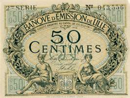 Bon de 50 centimes - Ao�t 1915 - Banque d'Emission de Lille - face