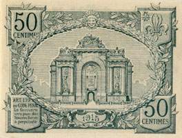 Bon de 50 centimes - Août 1915 - Banque d'Emission de Lille - dos