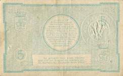 Bon de 5 francs - s�rie S.65 - Ville de Lille - Bon Communal - D�lib�ration du Conseil Municipal du 31 ao�t 1914 - dos
