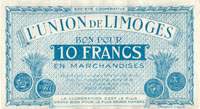 Bon pour 10 francs en marchandises - Société Coopérative l'Union de Limoges - face