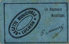 Bon de 5 centimes - Ville de Luchon et Canton - Remboursable avant le 31 décembre 1921 - dos