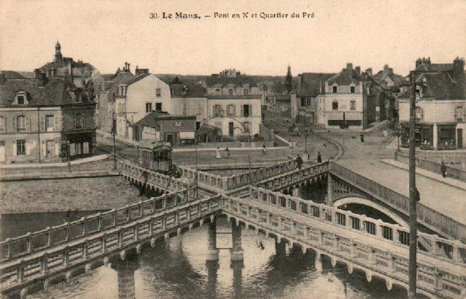 Le Mans (Sarthe - d�partement 72) - Pont en X et Quartier du Pr�